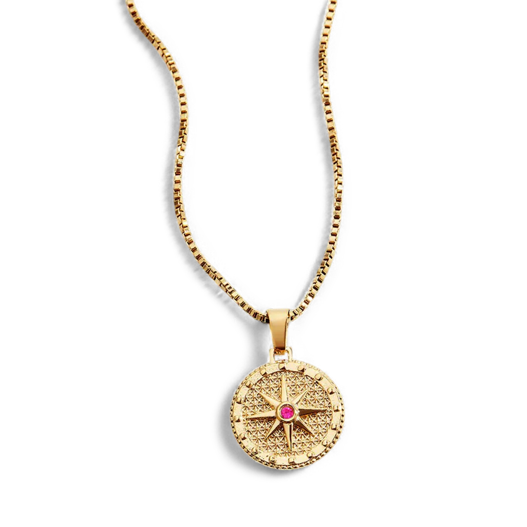 Birthstone Compass Pendant Necklace