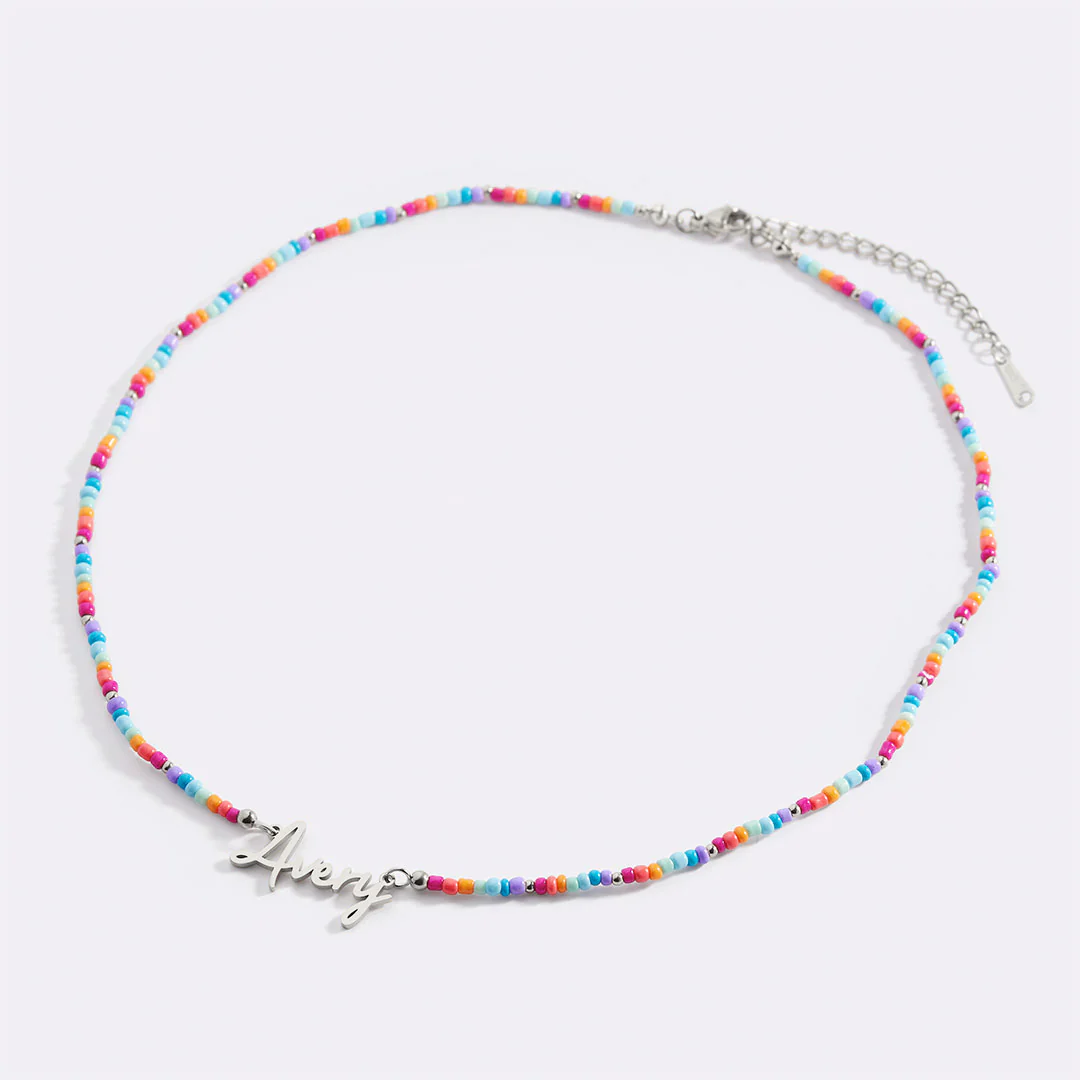 Beach Vibes Beaded Fairy Name Necklace