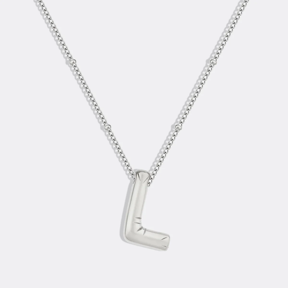 Balloon Initial Necklace with Satellite Chain