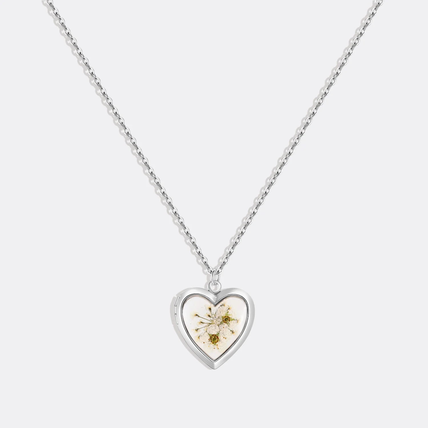 Handmade Pressed Flower Photo Heart Locket