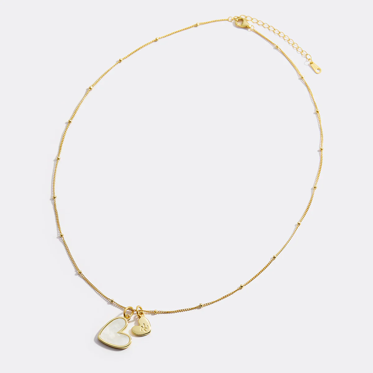 Mother Of Pearl Heart Initial Necklace