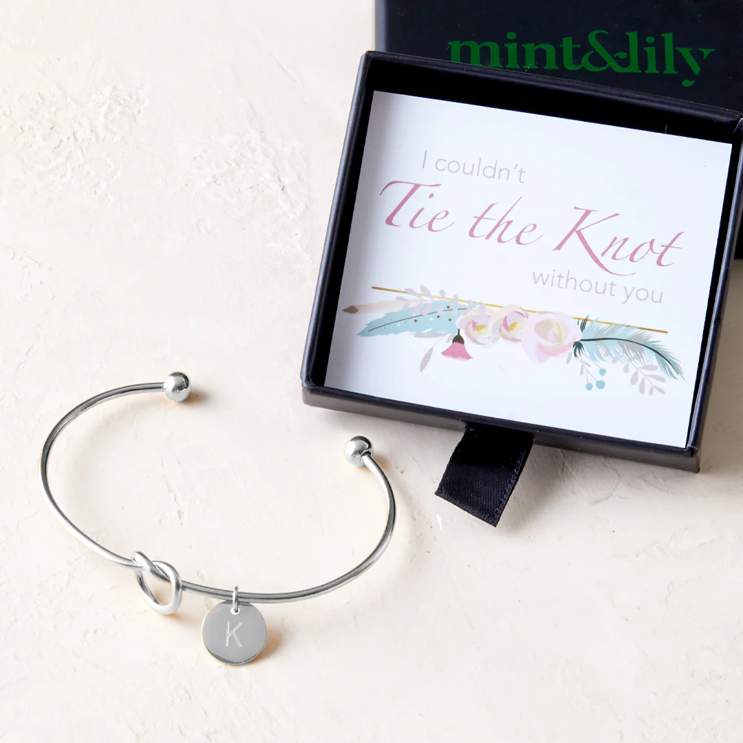 Personalized Tie the Knot Bracelet • Bridesmaid Gift Bracelet