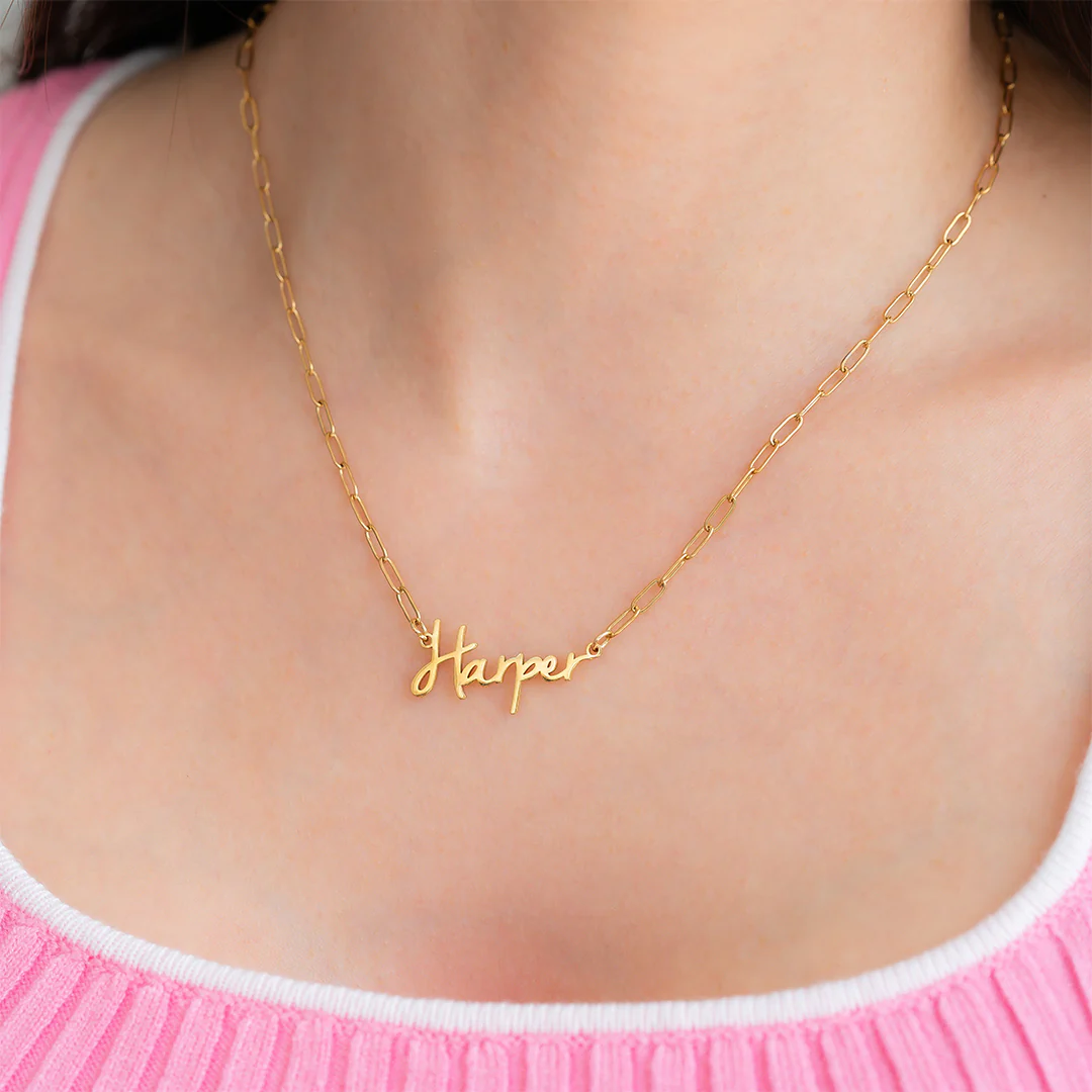 Fairy Name Necklace with Paperclip Chain