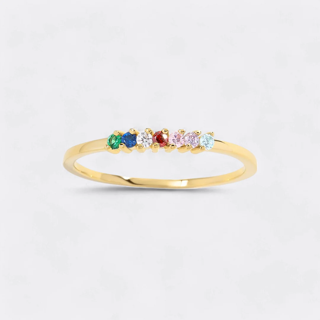 Personalized Dainty Birthstones Ring