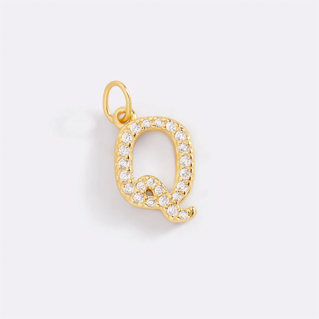 Dainty Pave Initial Charm