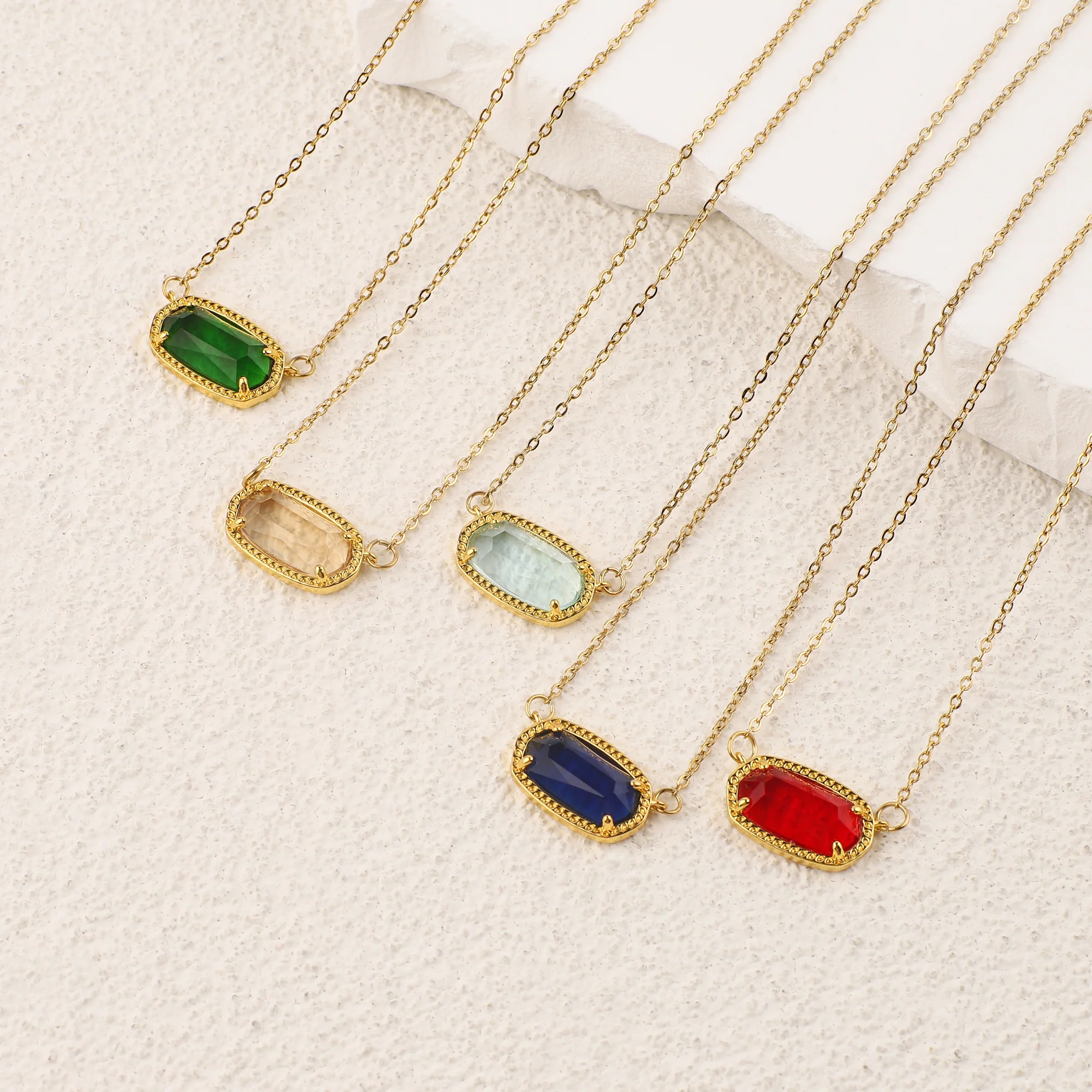 Oval Birthstone Pendant Necklace