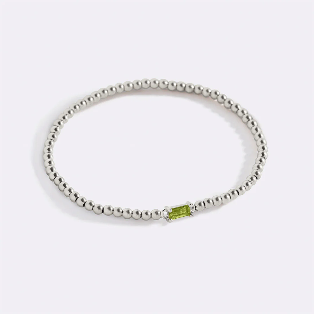 Sterling Silver Beaded Birthstone Bracelet
