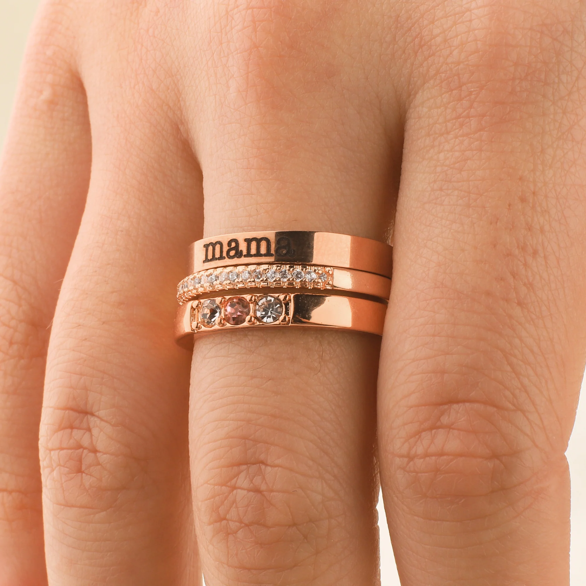 Personalized Name Birthstones Stacking Rings