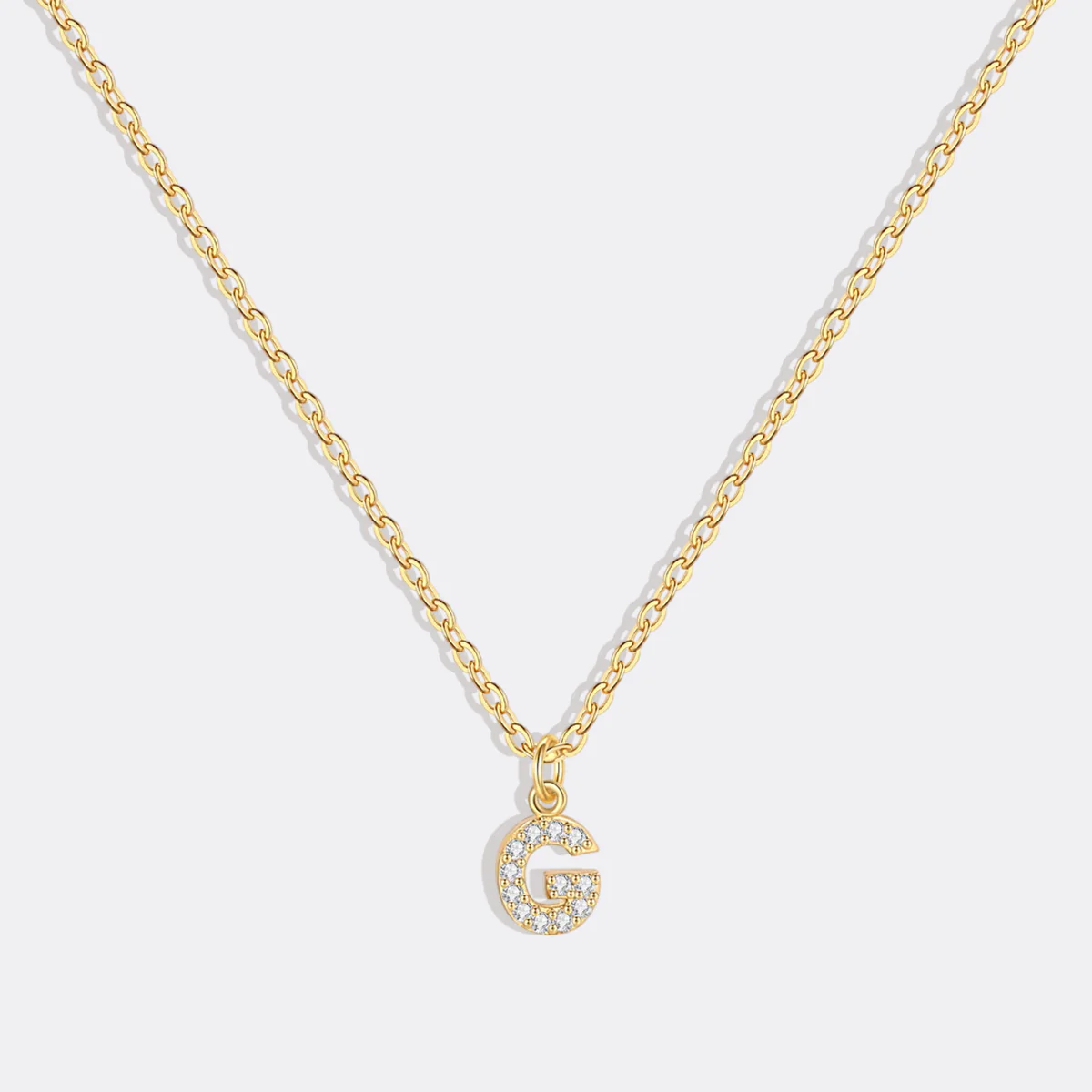 Gold Pavé Uppercase Initial Necklace