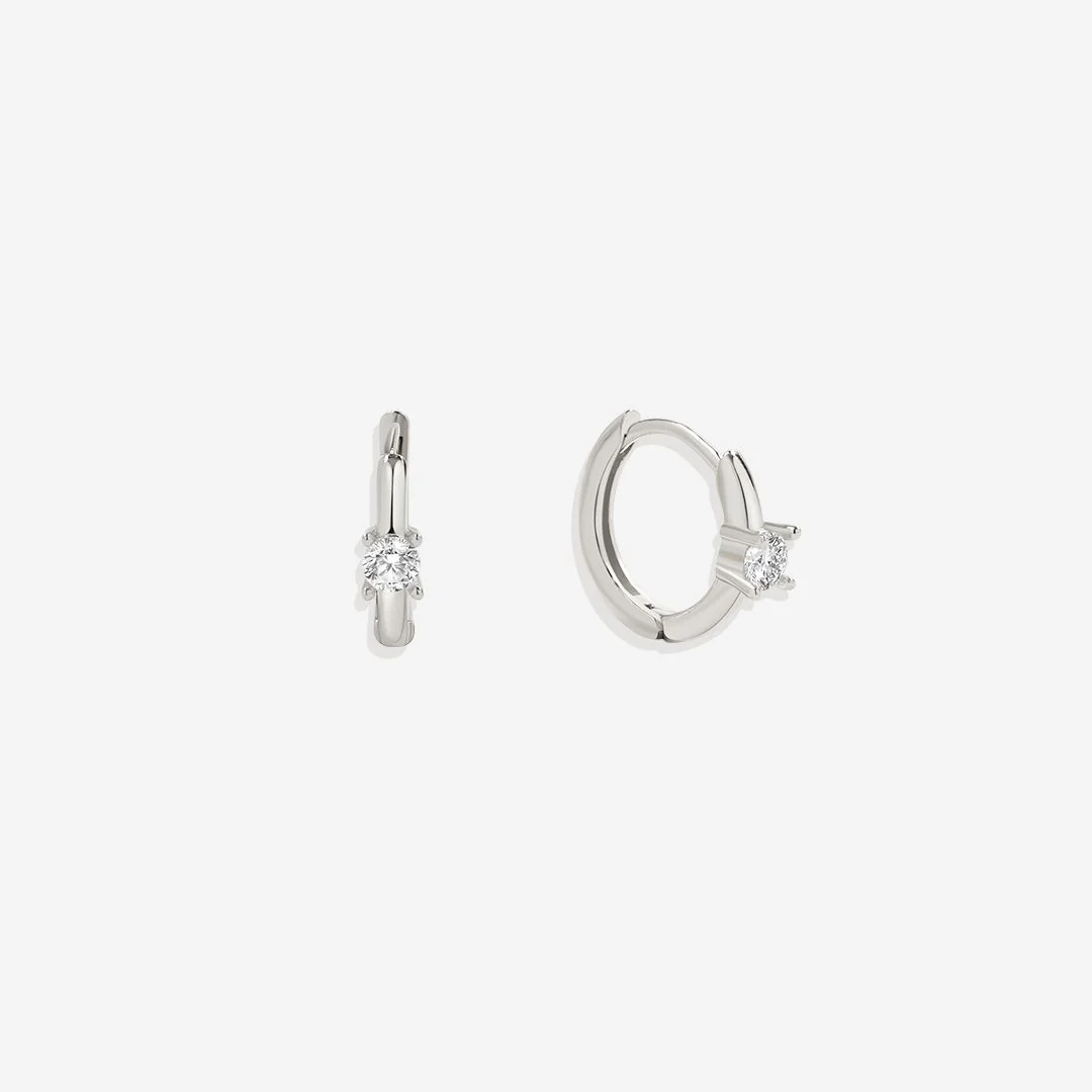 Dainty Single Stone Huggie Hoops