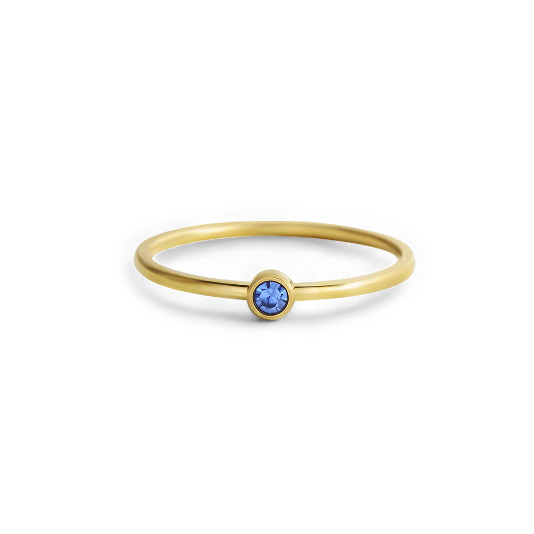 Minimalist Bezel-Set December Birthstone Stacking Band