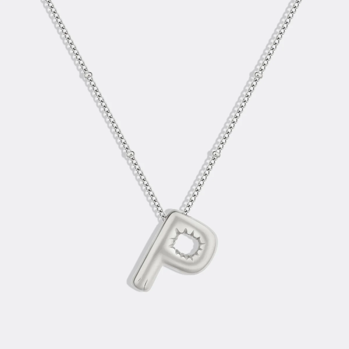 Balloon Initial Necklace with Satellite Chain