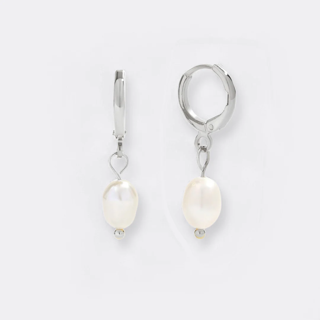 Freshwater Pearl Drop Huggie Earrings