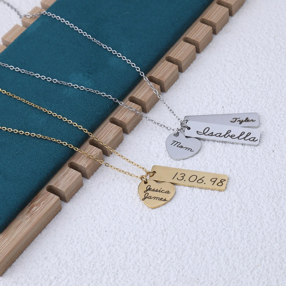 Engraved Heart Pendant Necklace • Best Friend Gift