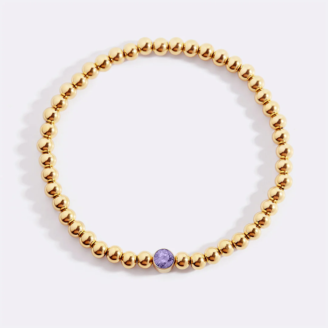 Gold Beaded Bubble Birthstone Bracelet