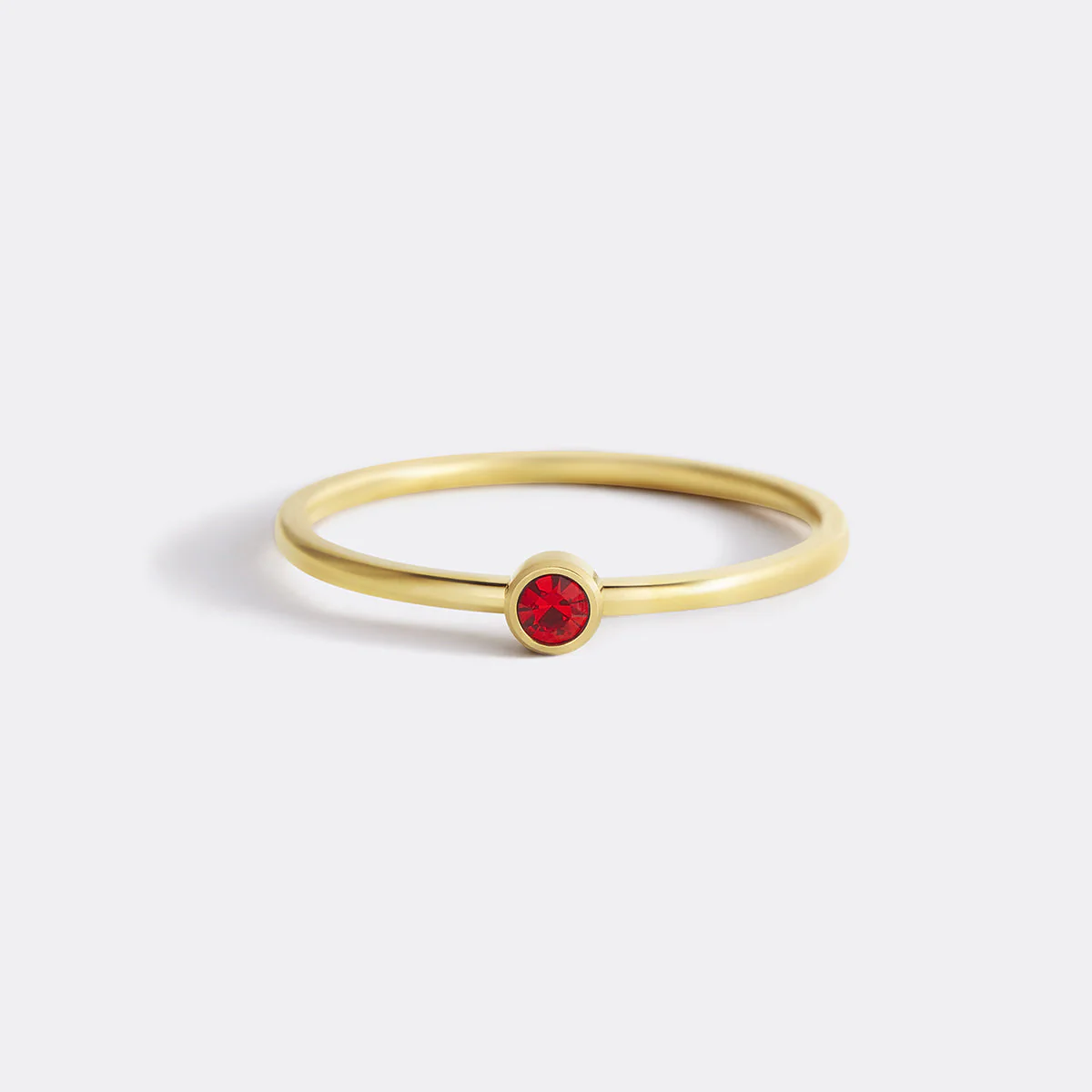 Minimalist Bezel-Set Birthstone Stacking Band