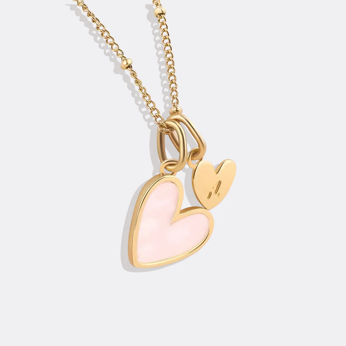 Mother Of Pearl Heart Initial Necklace