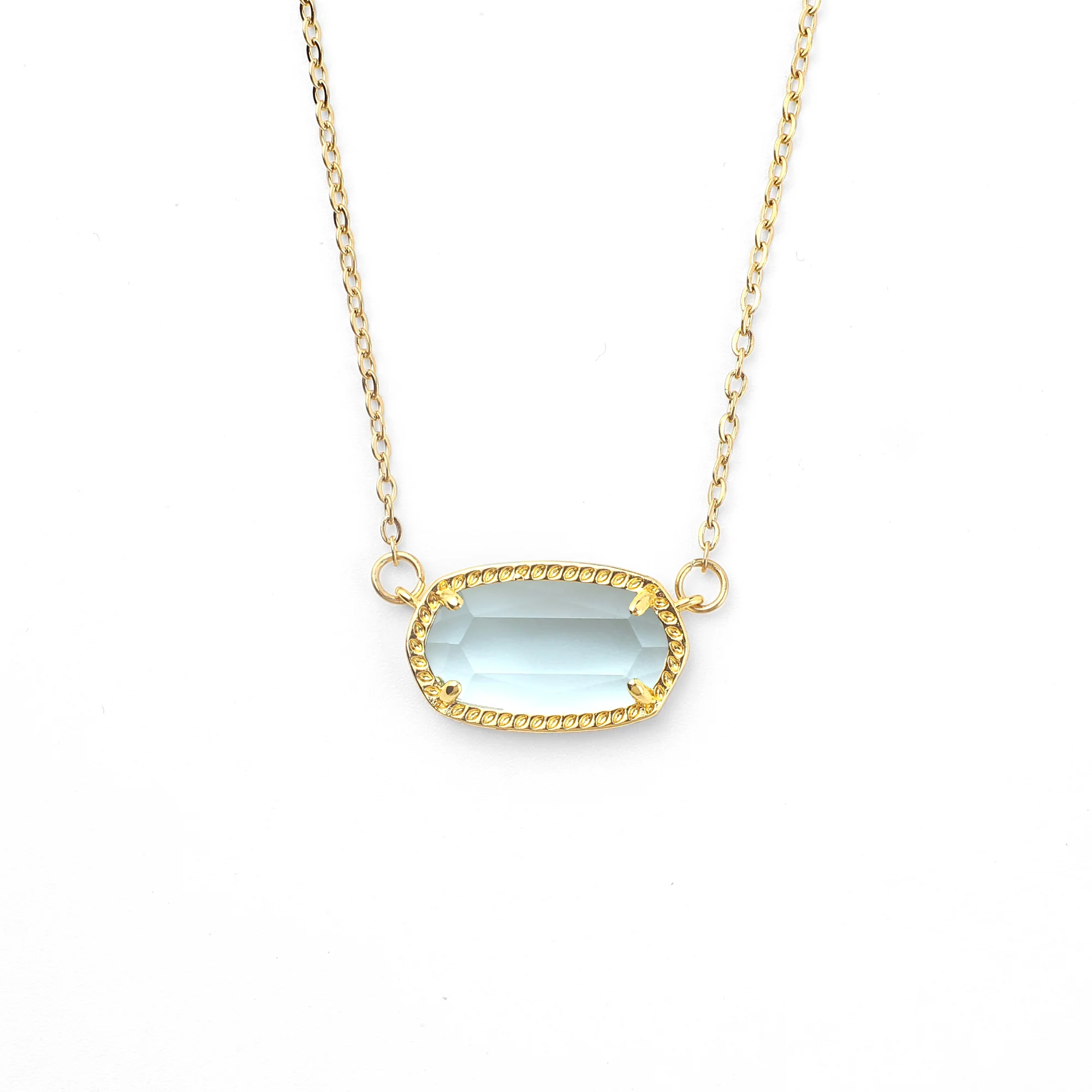 Oval Birthstone Pendant Necklace