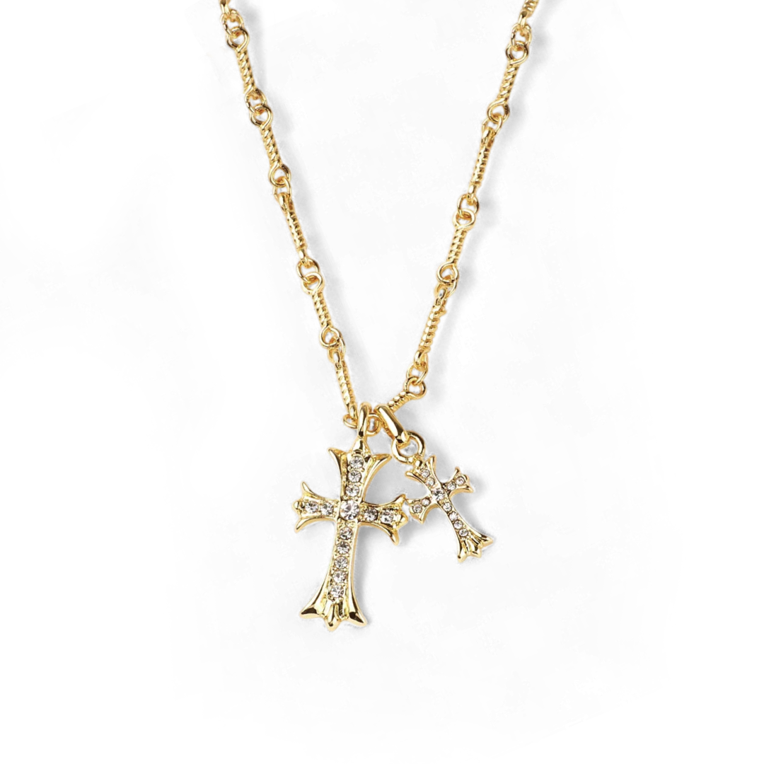 Double Cross Pendant Necklace