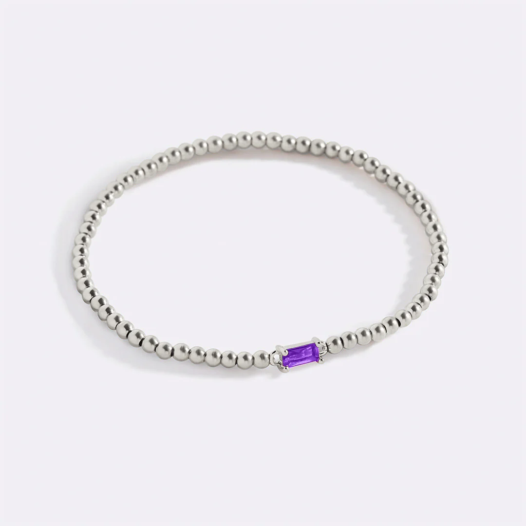 Sterling Silver Beaded Birthstone Bracelet