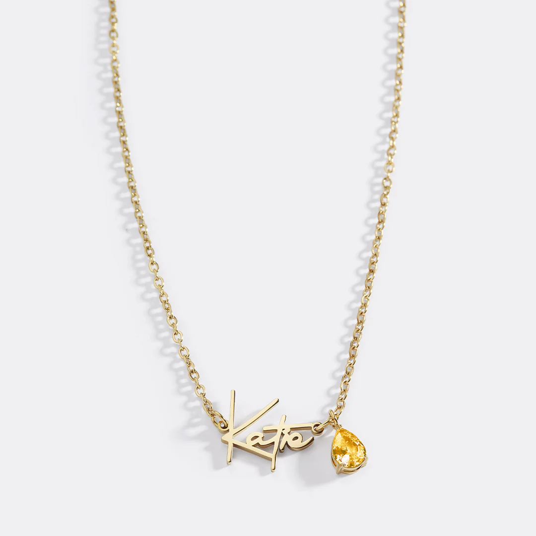 Handmade Birthstone Name Necklace