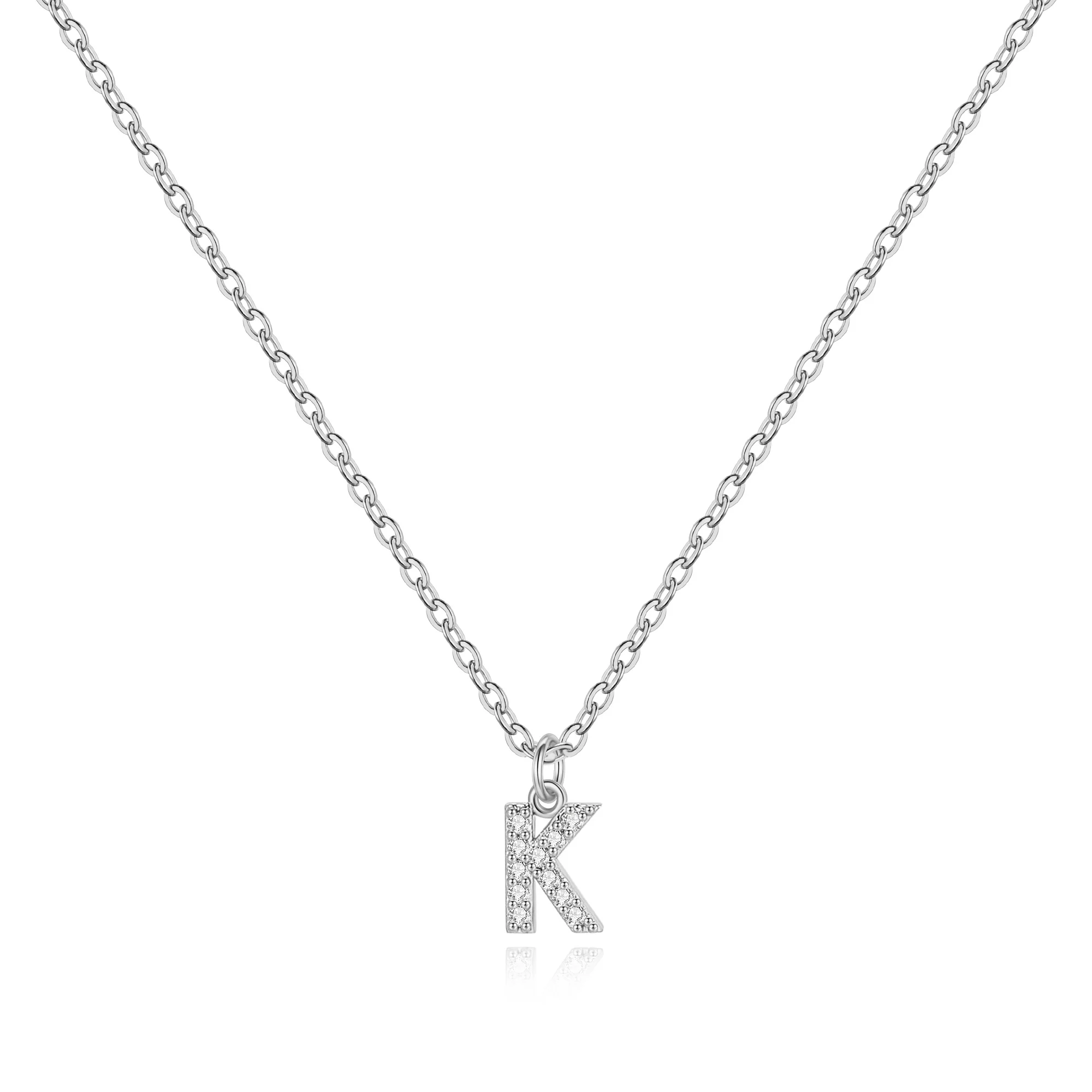 Sterling Silver Pavé Uppercase Initial Necklace
