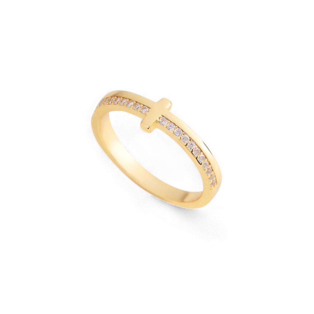 Let God Be In Control Golden Cross Ring