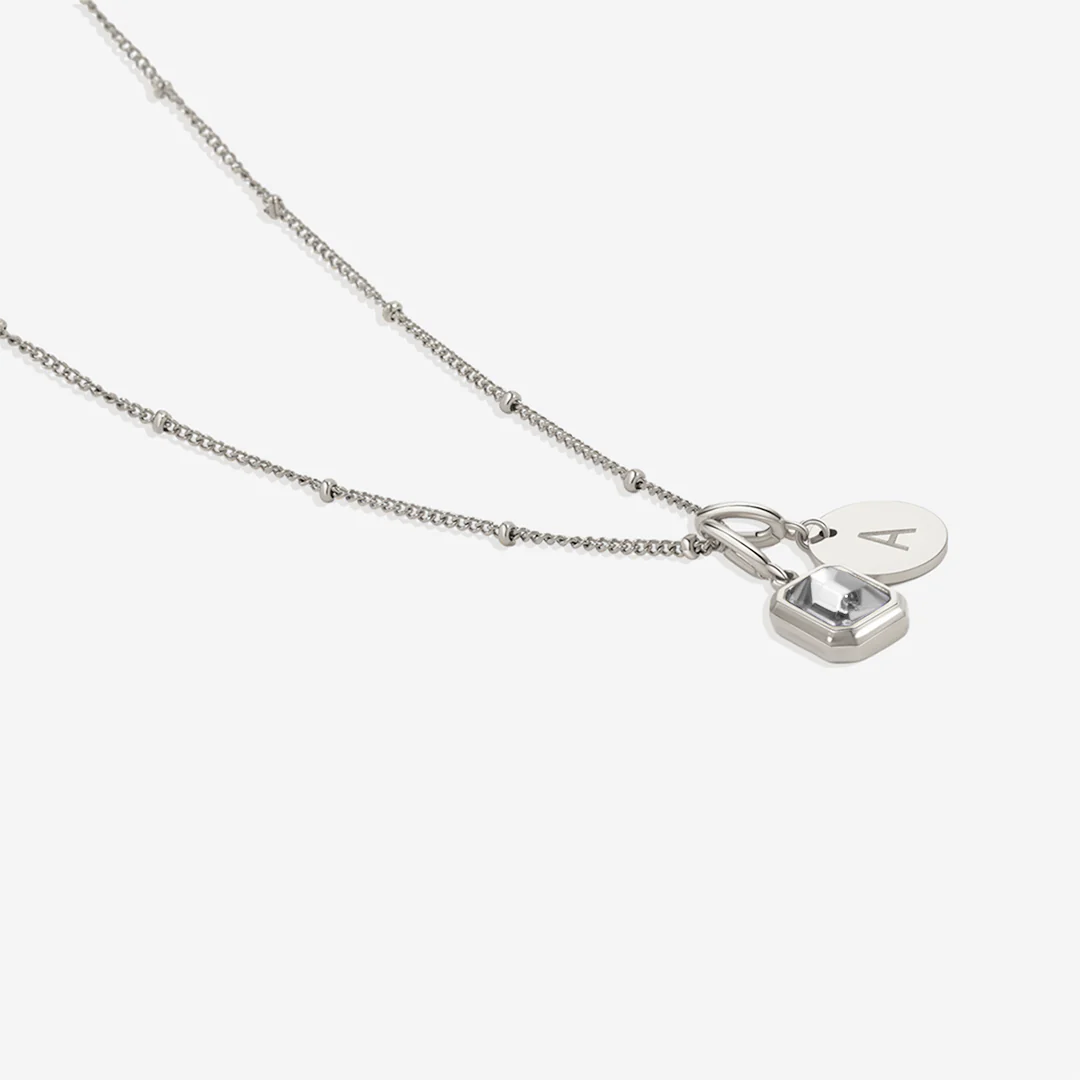 Baguette Birthstone & Initial Necklace