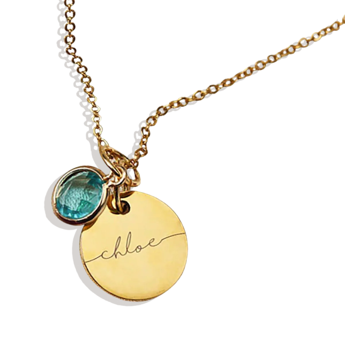 Monogram Script Birthstone Name Necklace