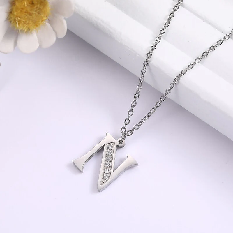 Crystal Accent Letter Satellite Necklace