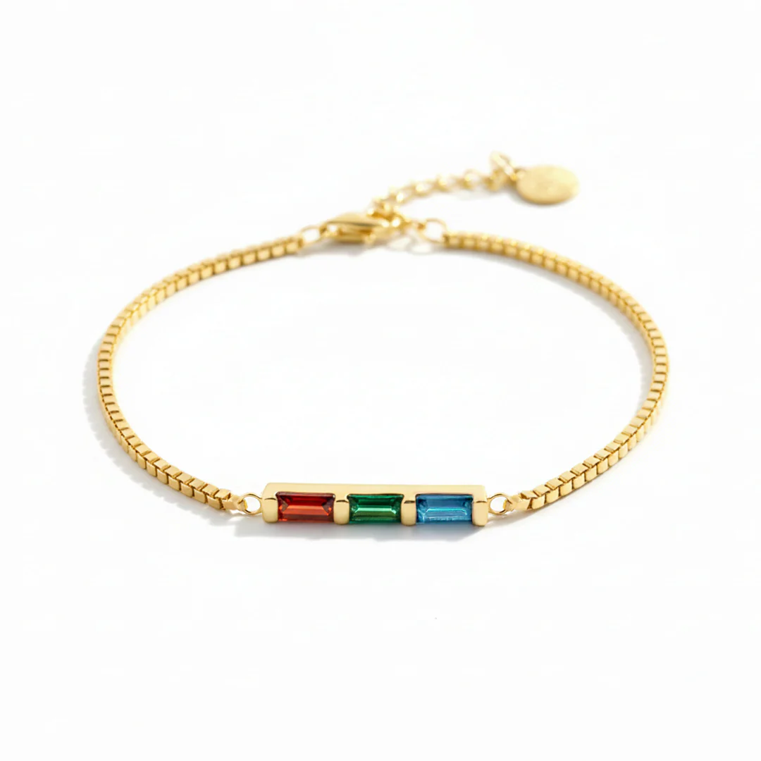 Dainty Baguette Birthstone Bracelet