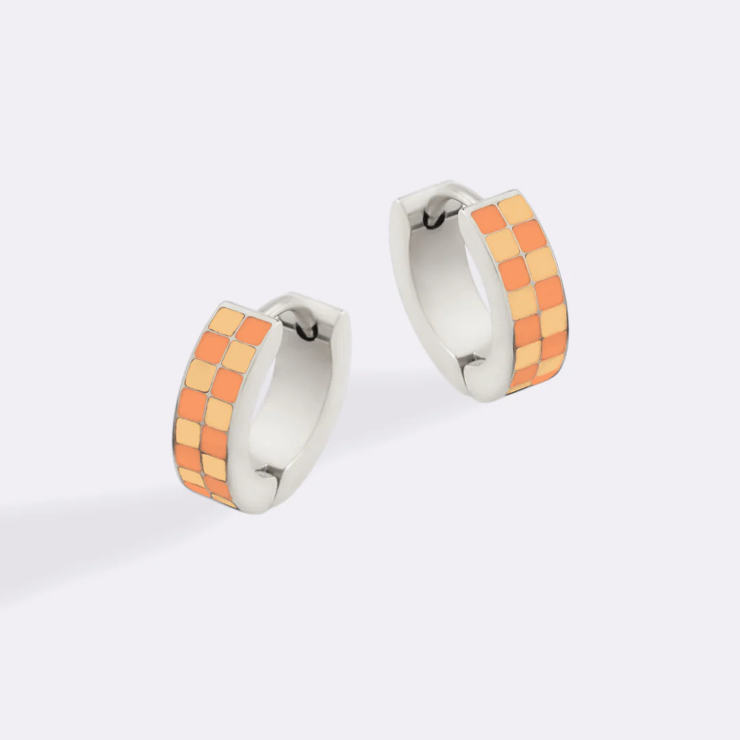 Checkered Hoop Earrings