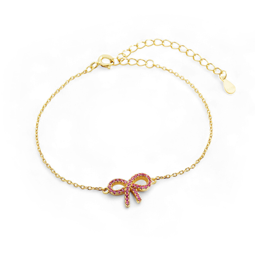 Pink Pave Bow Bracelet