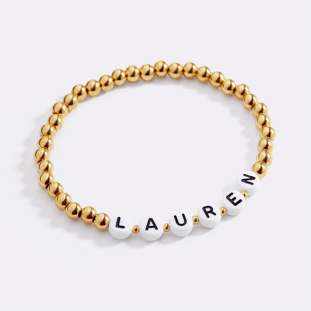 Custom Gold Beaded Name Bracelet