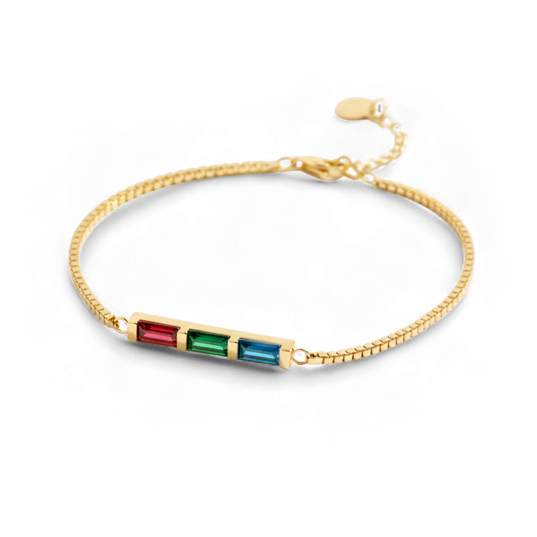 Dainty Baguette Birthstone Bracelet