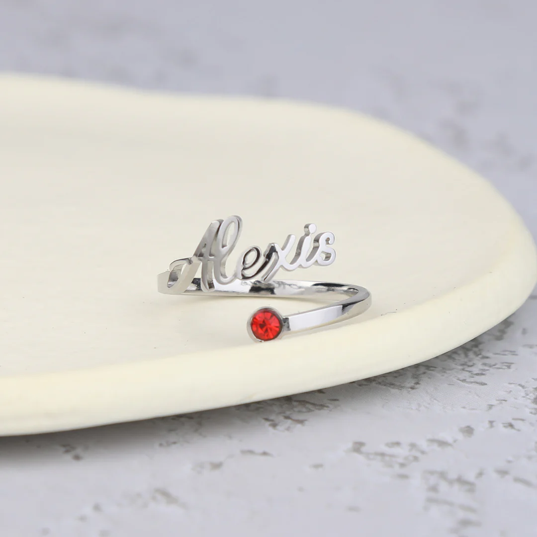 Custom Name Birthstone Ring