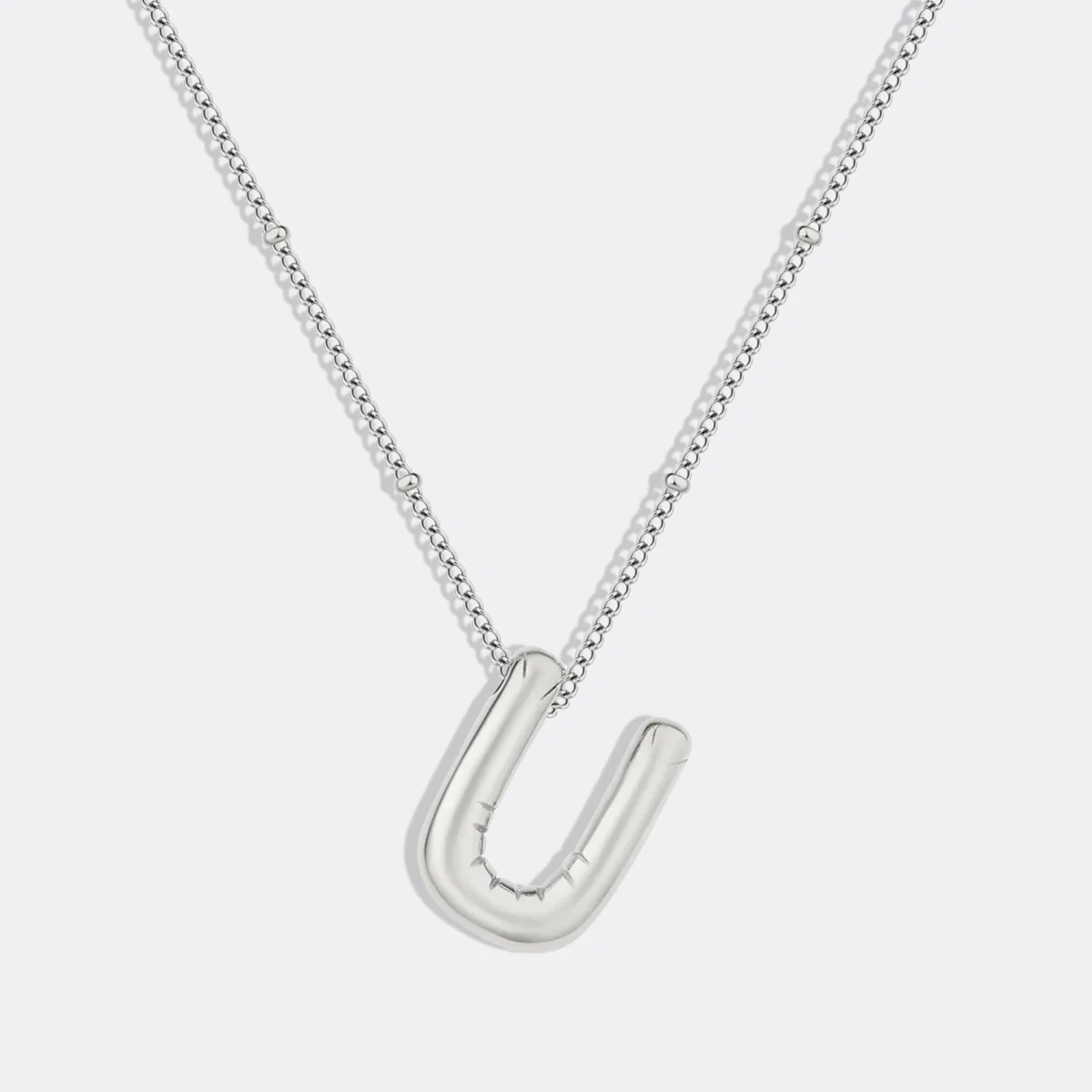 Balloon Initial Necklace with Satellite Chain
