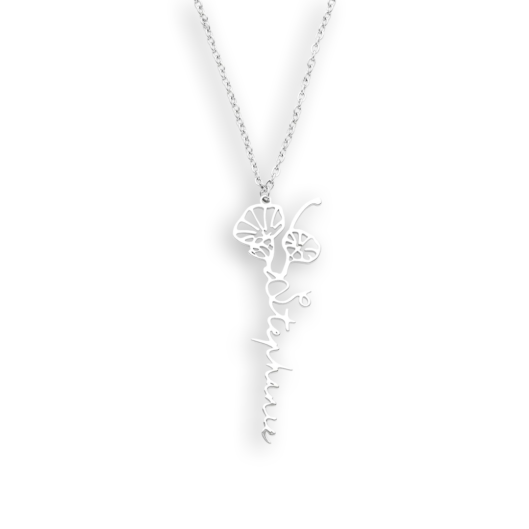 Birth Flower Name Necklace