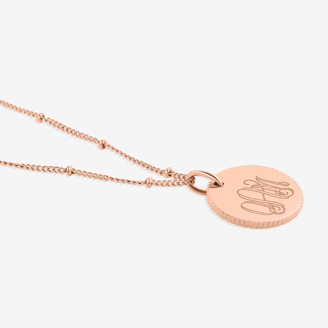 Monogram Scalloped Medallion Pendant Necklace