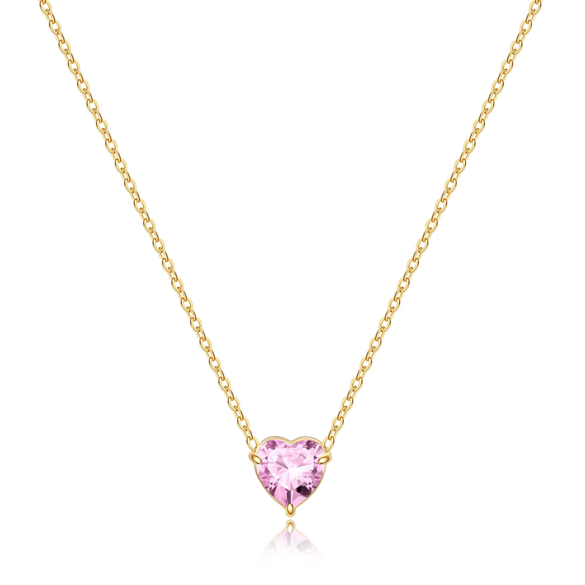 Dainty Birthstone Heart Necklace