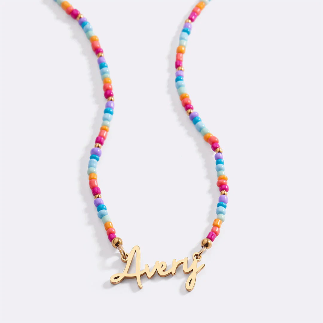 Beach Vibes Beaded Fairy Name Necklace