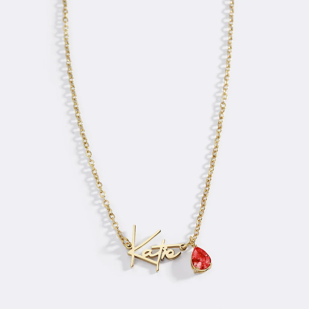 Handmade Birthstone Name Necklace
