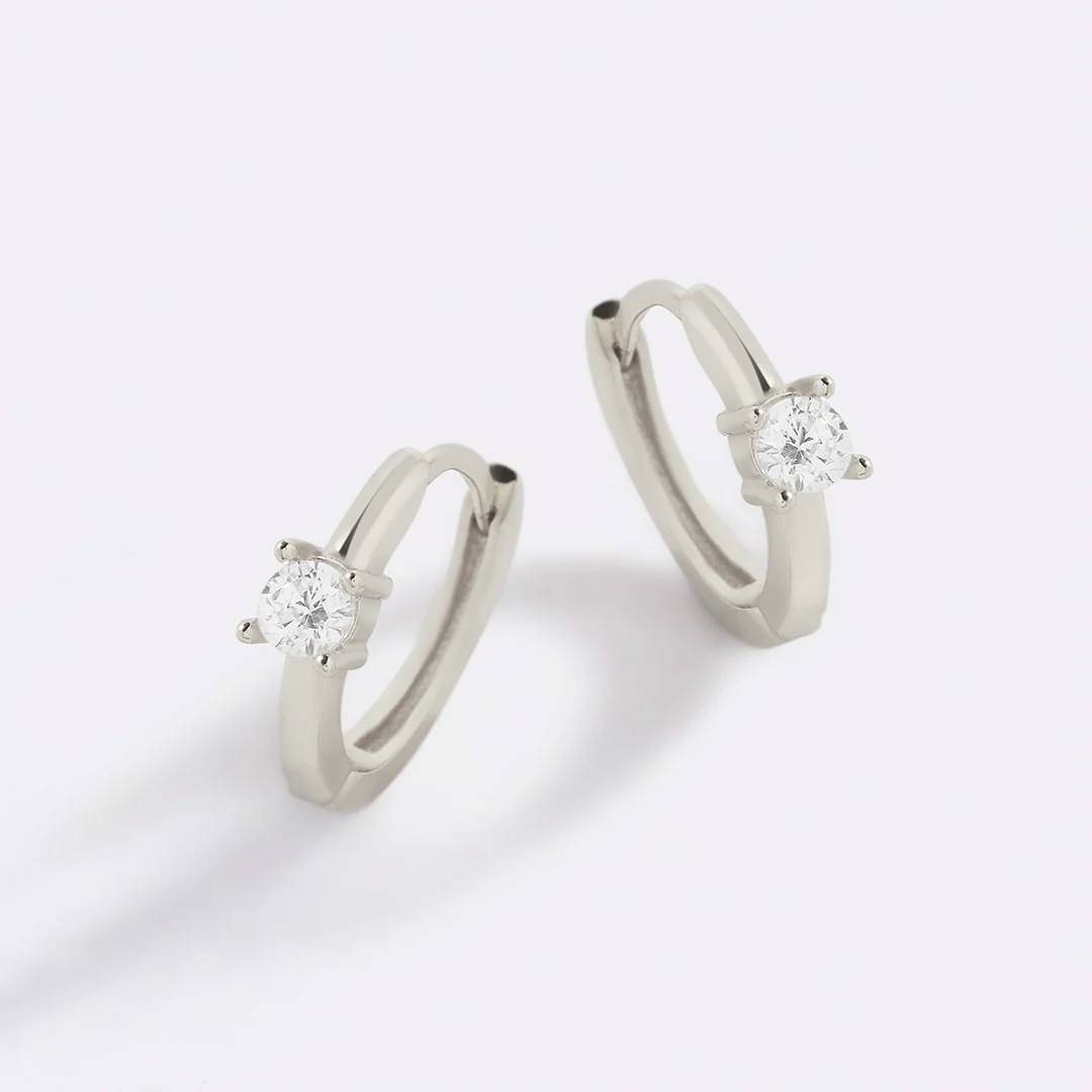 Dainty Single Stone Huggie Hoops