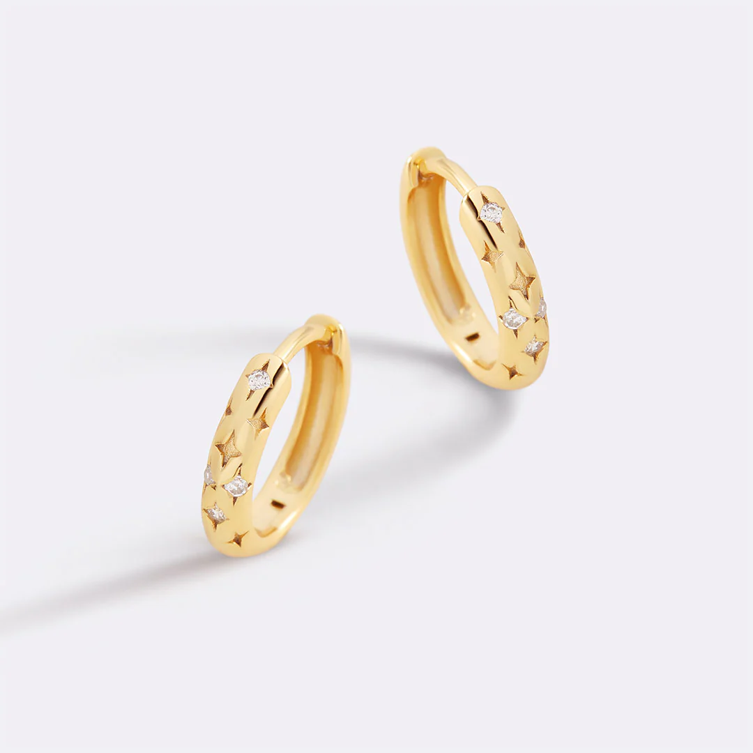 Falling Stars Huggie Hoop Earrings
