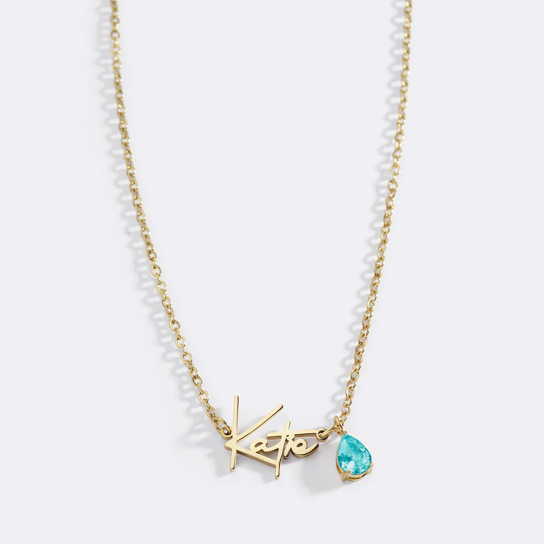 Handmade Birthstone Name Necklace