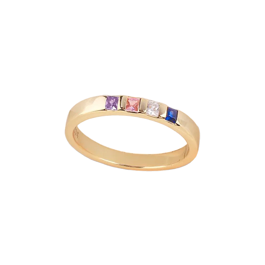 Princess-Cut Birthstone Band Ring