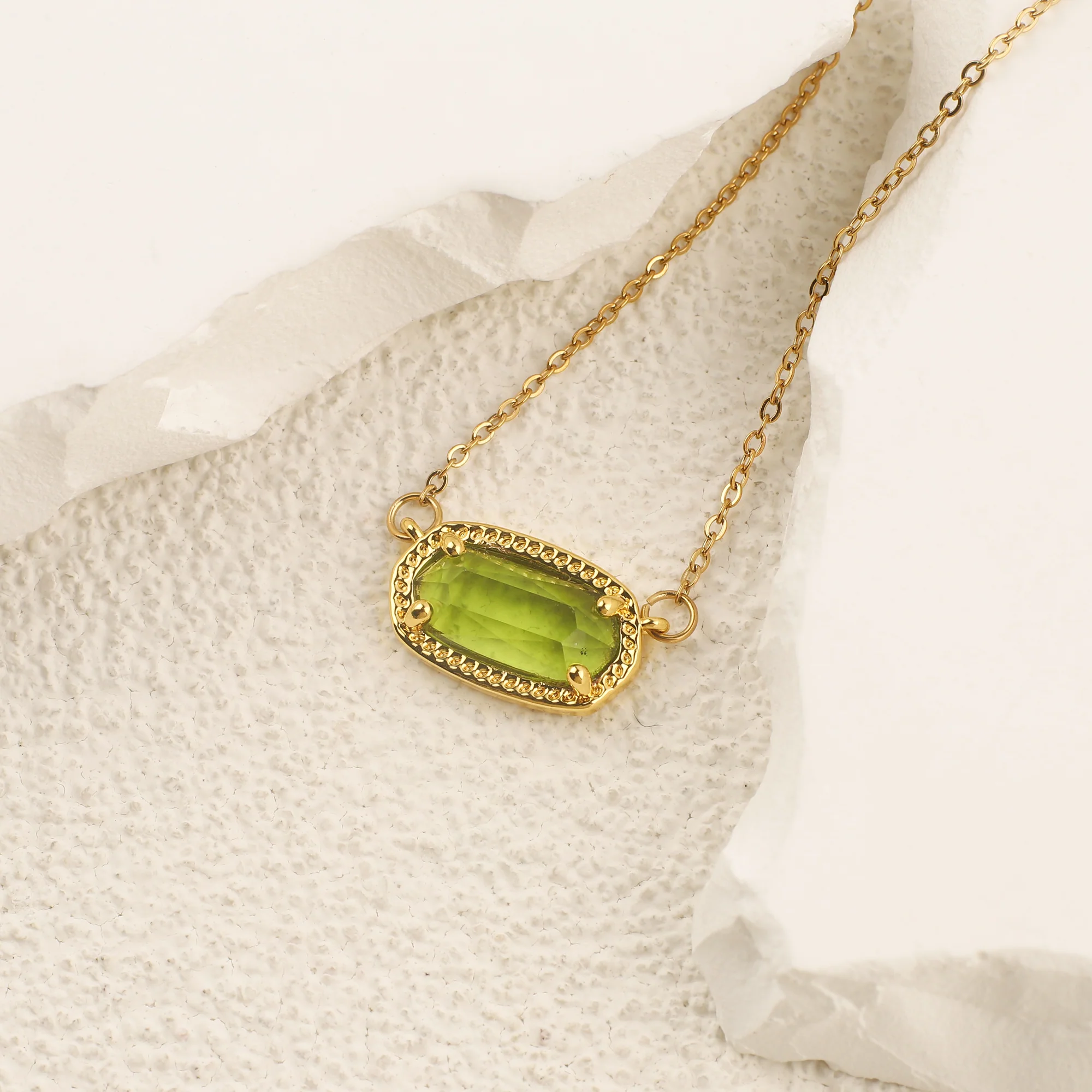 Oval Birthstone Pendant Necklace