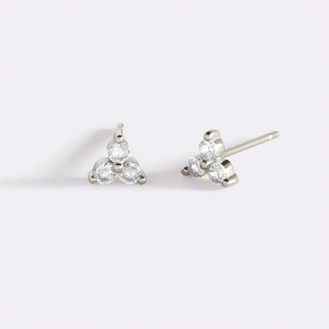Trinity Birthstone Stud Earrings