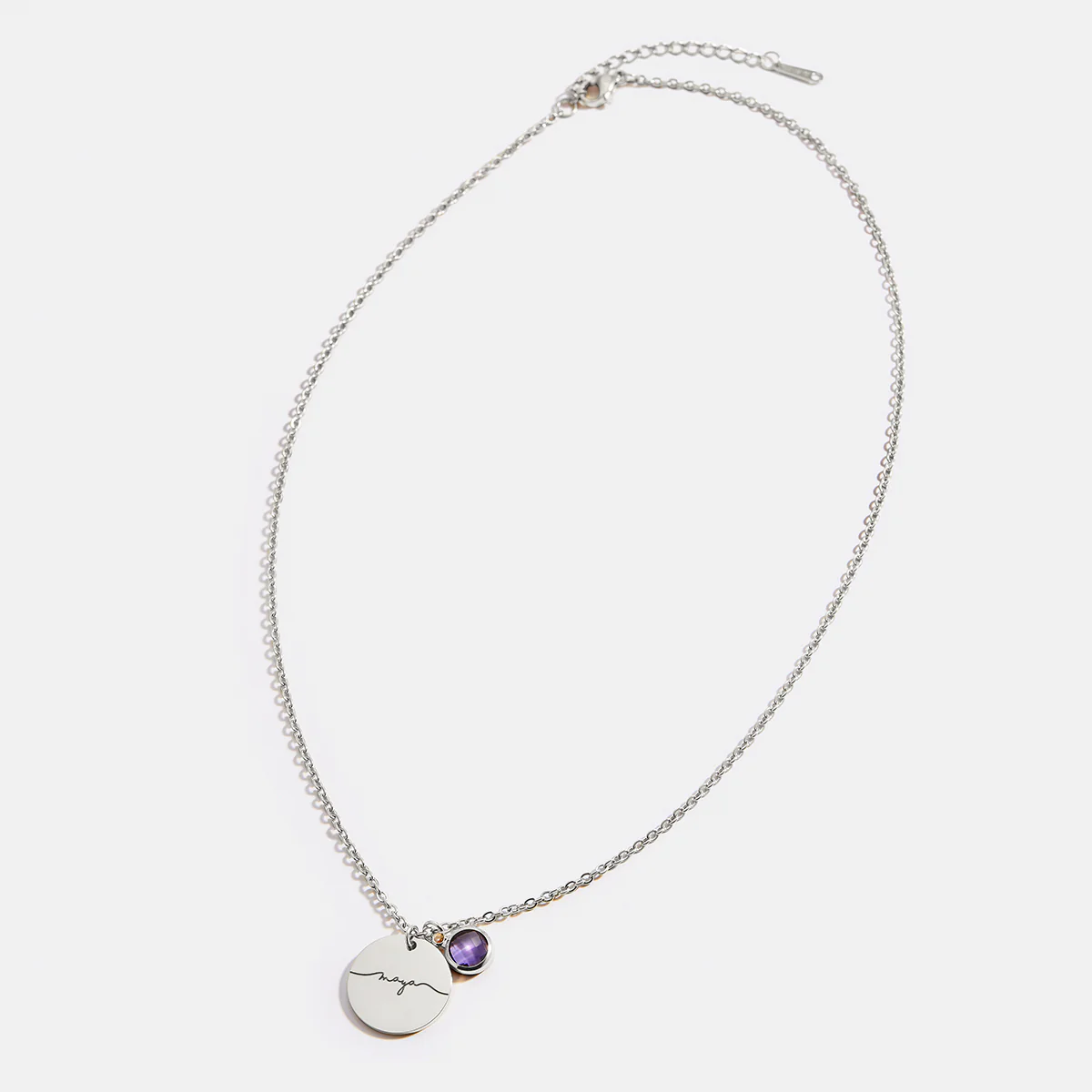 Monogram Script Birthstone Name Necklace