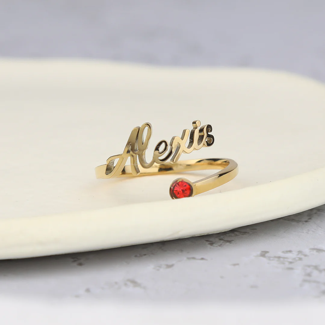 Custom Name Birthstone Ring